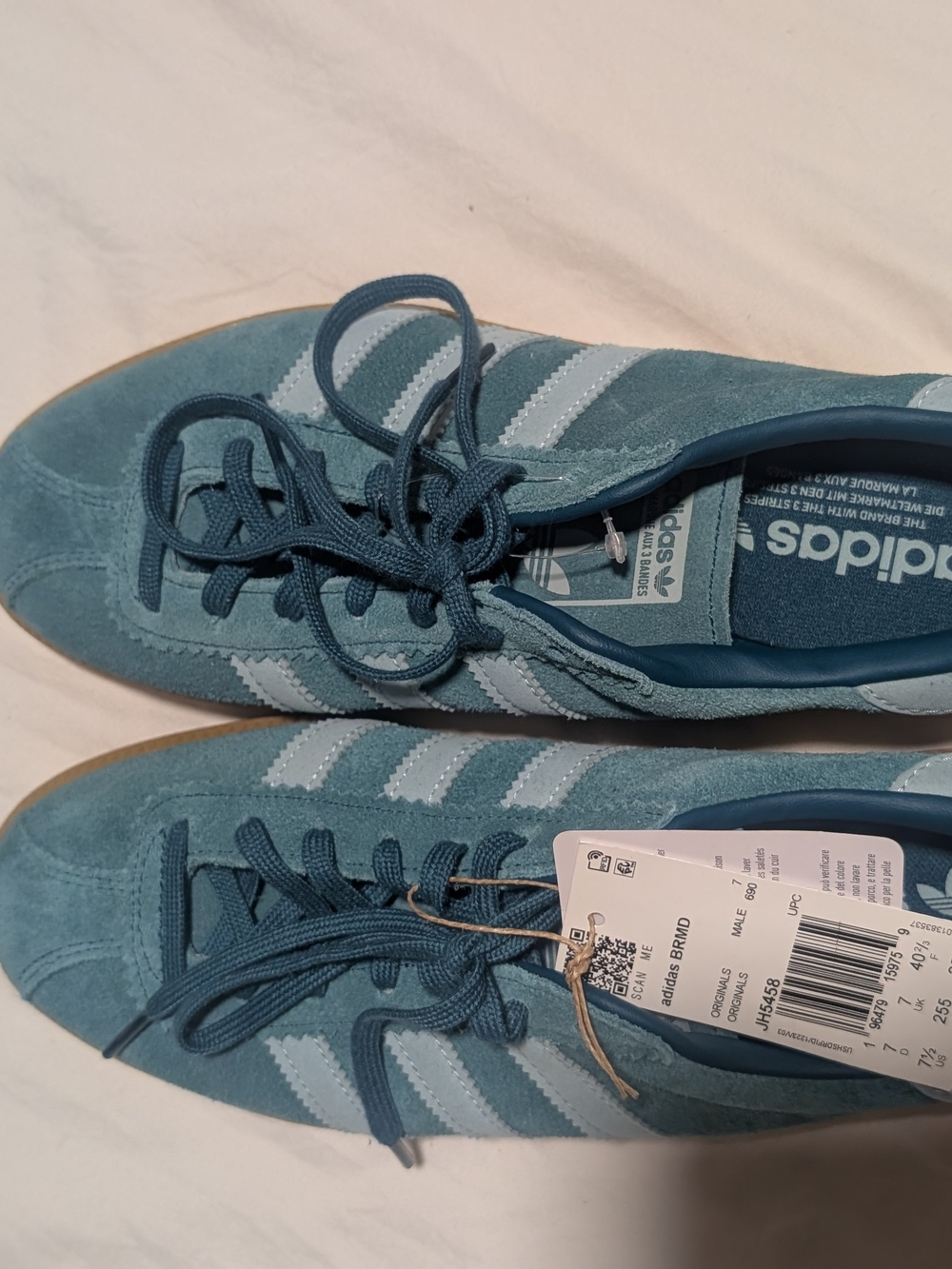 adidas Men Teal Suede Sneakers with White Stripes